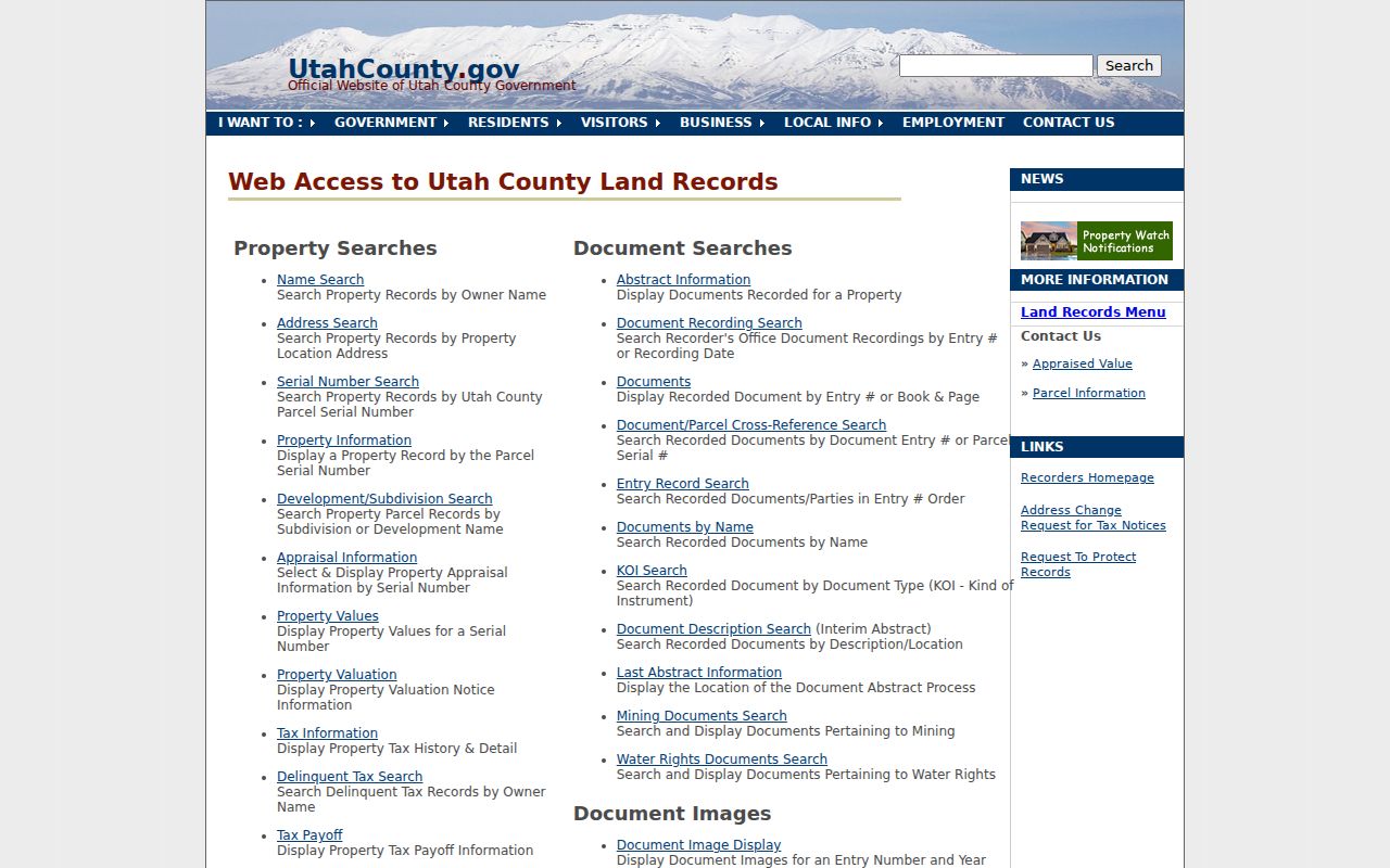 Pleasant Grove residents directory Utah County Land Records portal
