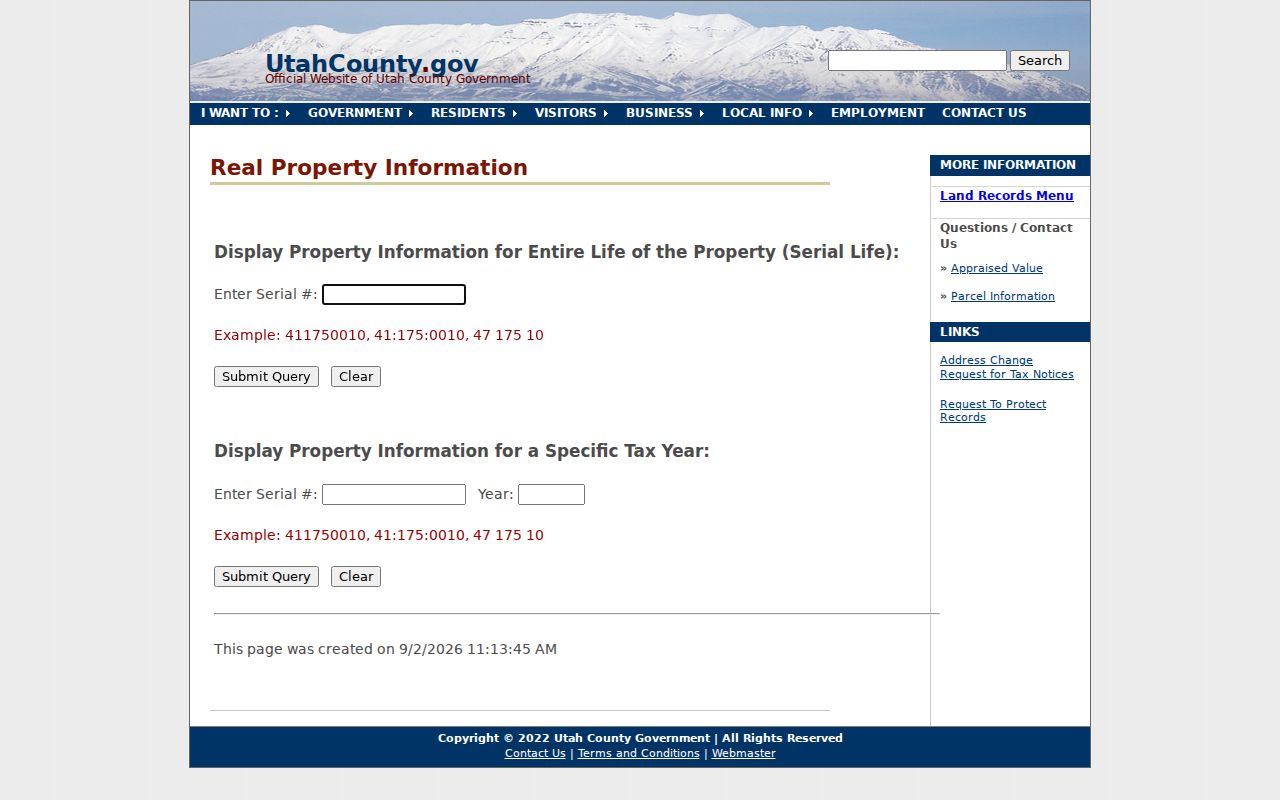 Pleasant Grove street directory Utah County property information
